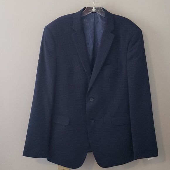 Penguin Blazer Mens 46 Long Blue Check Wool Blend Lightweight - Picture 1 of 9